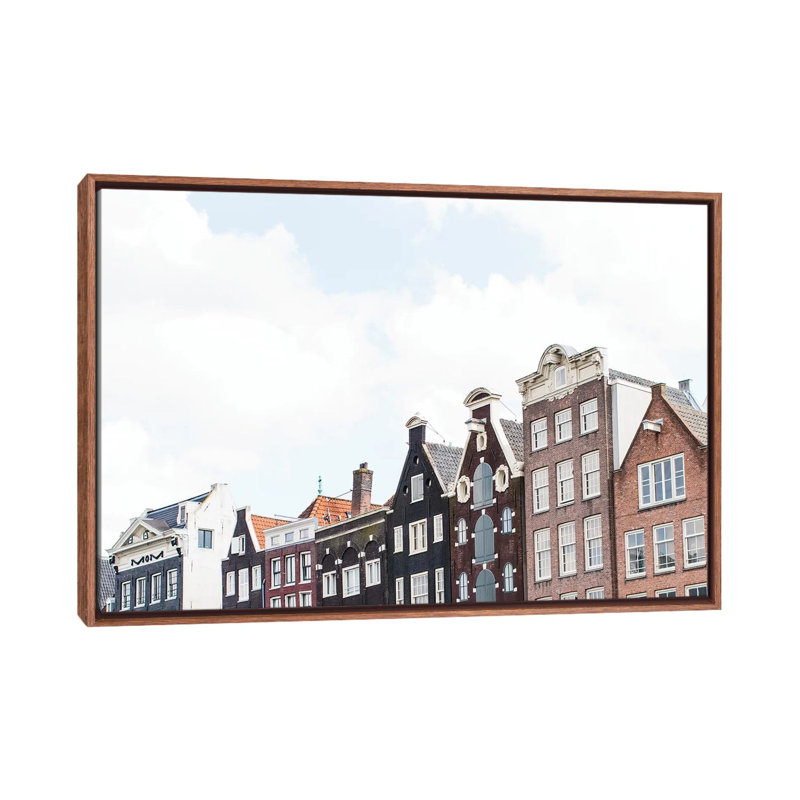 «Canal Homes I, Amsterdam» par charmante louche - Impression sur toile, H 26 po x l 40 po x 1,5 po