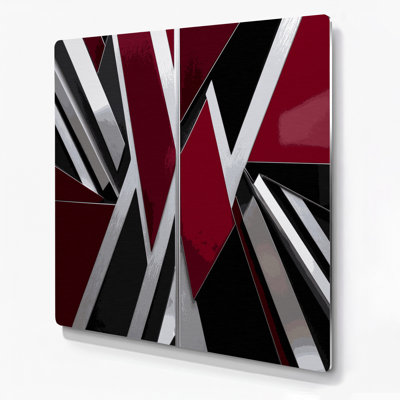 Abstract Shapes 29 Red Metal Wall Art