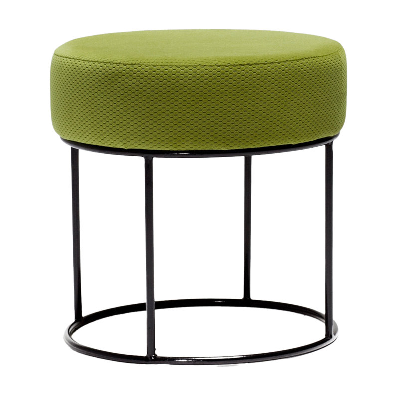 Emmi-Leigh Round Footstool Ottoman, Green 100% Polyester