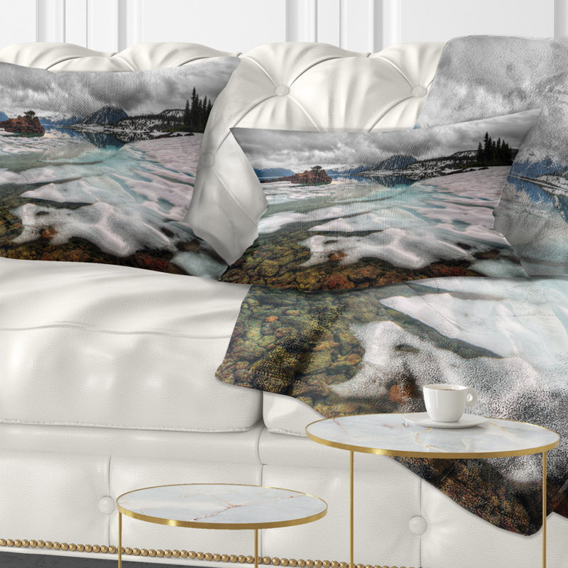 Coussin lombaire en brun de montagne à imprimé landscape
