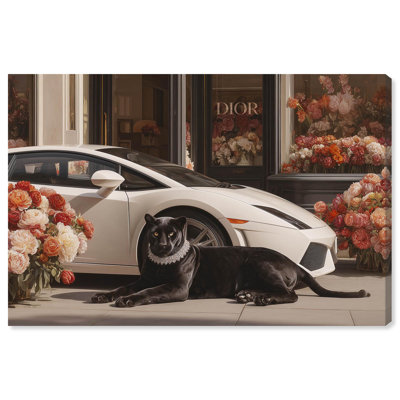 Graceful Panther Blossoming Store Canvas Print Fashion Wall Art by Art Remedy, Gallery Wrapped, 45 x 30