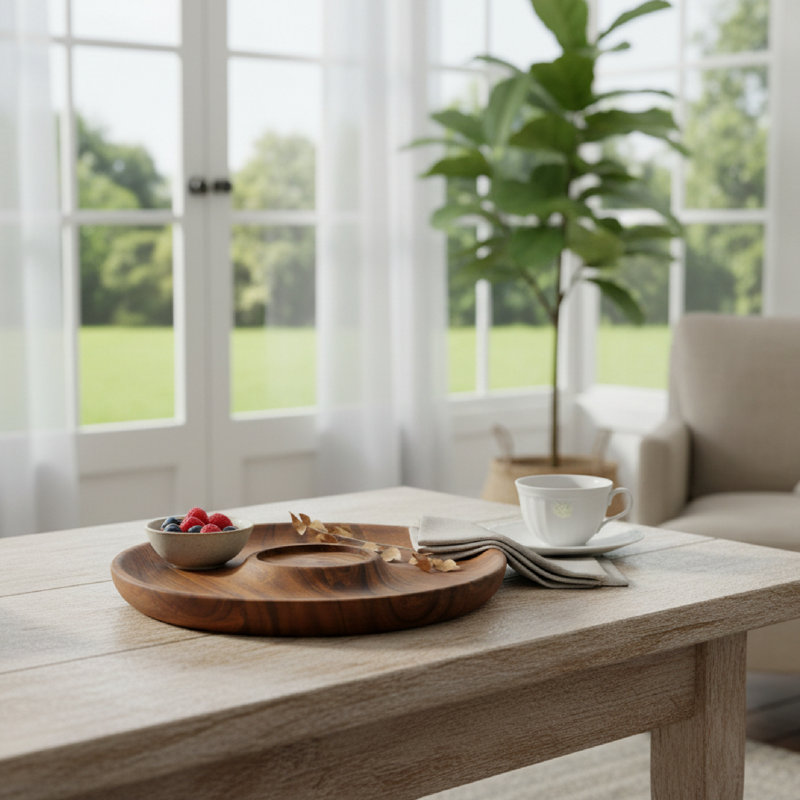 Plateau de service en bois d'acacia Marlee