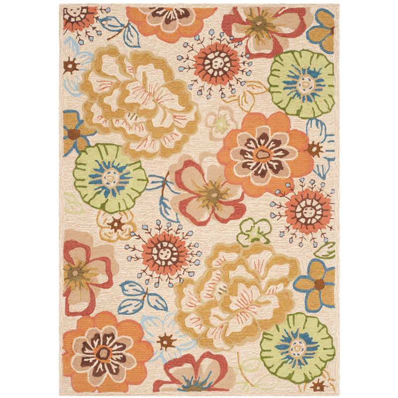Tapis beige / rouge Josephine, Rectangle 5 pi x 7 pi