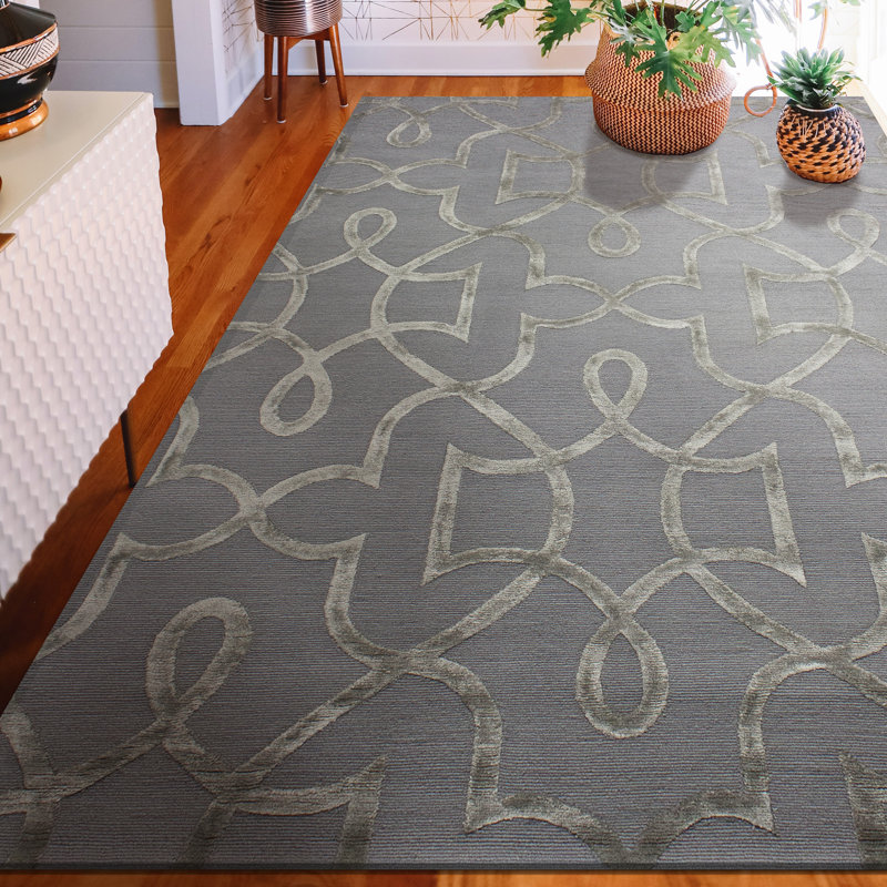 Geometric Area Rug in Gray/Sterling, Rectangle 9' x 12'