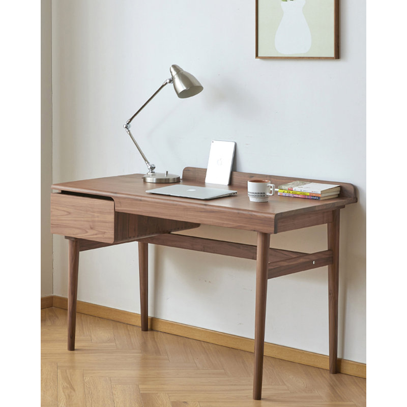 Bureau d'écriture Mid-Century en noyer avec tiroir