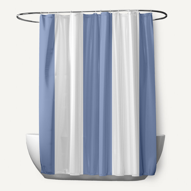 Rideau de douche simple à motif rayé, Bleuet