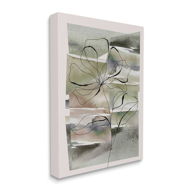 Fleur abstraite sur fond vert, H 48 po x l 36 po x P 1,5 po