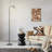 Rogan Modern Standing Tall Industrial Arched/Arc Floor Lamp with Glass Shade and 2 Bulbs Included-74879312
