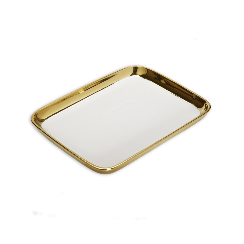 Assiette décorative rectangulaire blanche