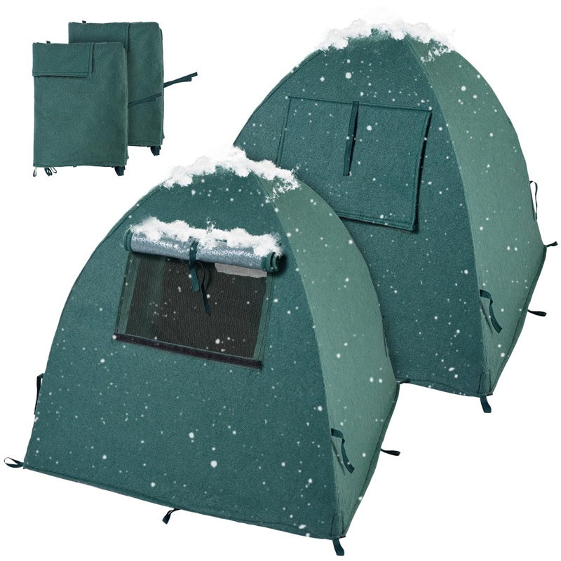 Green Non-Woven Fabric Outdoor Plant Covers with Poles and Stakes