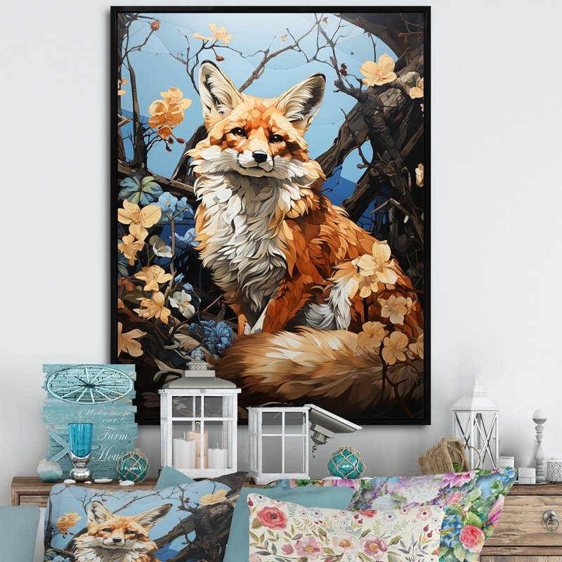 Reproduction d'art sur toile Fox Wilderness Guardian Pastoral II - Animaux, H 20 po x l 12 po x P 1 po, Cadre flottant noir