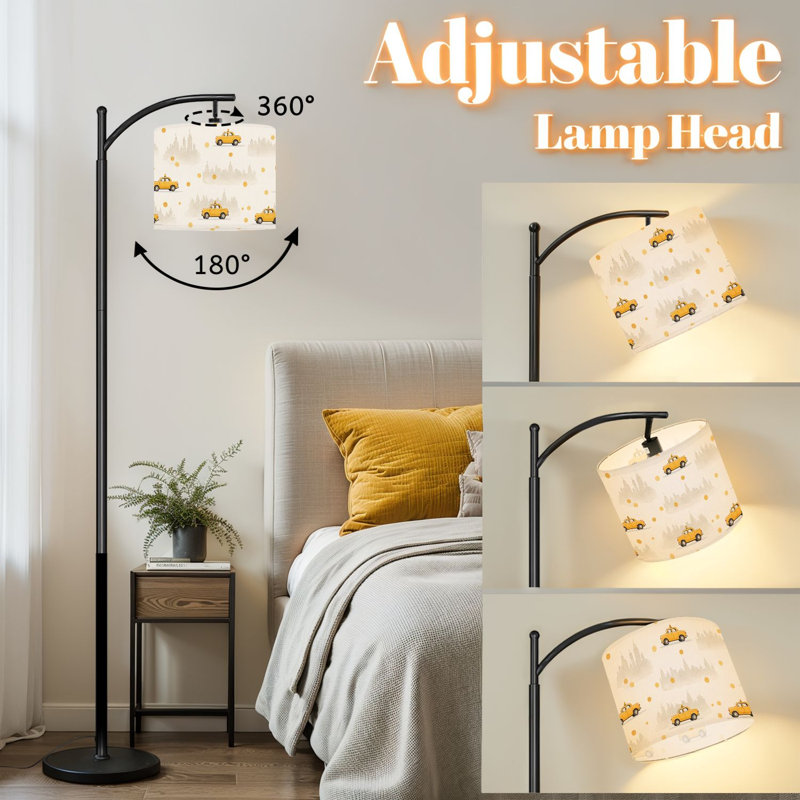 Lampe sur pied à arc avec abat-jour ajustable Lampe sur pied jaune City Skyline