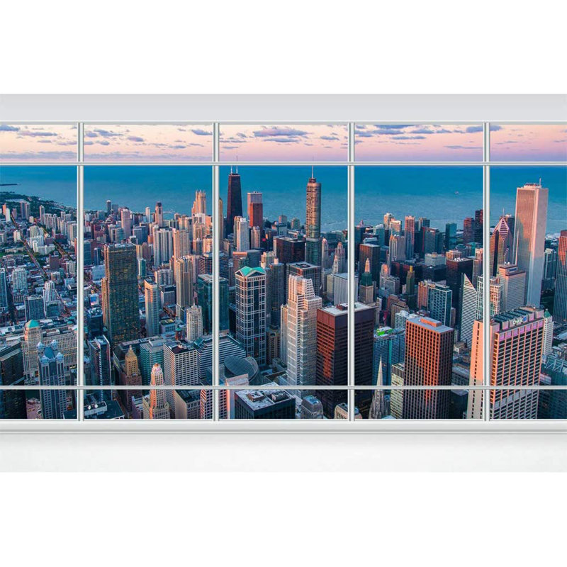 Murale grille vue sur la ville, L 66 po x L 96 po