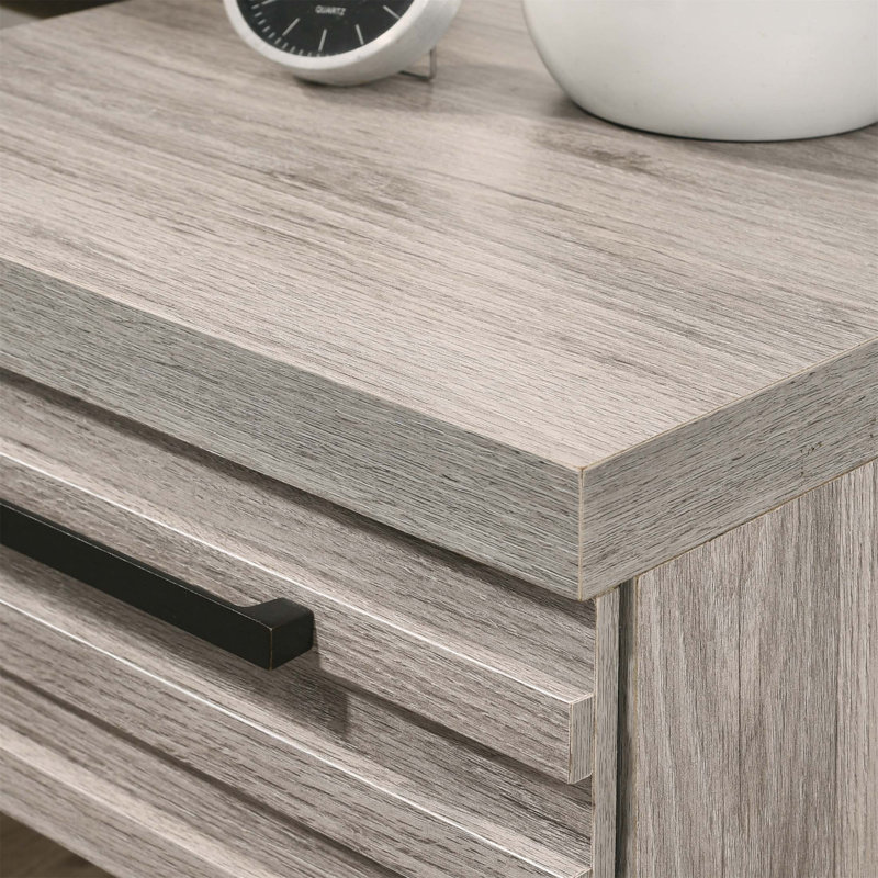 Table de chevet contemporaine en bois avec base en métal, solution de rangement élégante pour les chambres modernes, durable et élégante