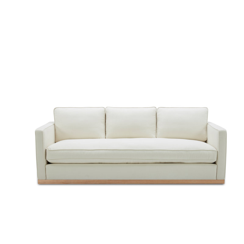 Canapé rembourré 87 po Bobbi, Lin beige Flanigan, Chêne
