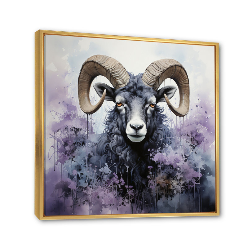 " Purple Sheep Enigmatic Ewes ", Gold Floater Framed, 24" H x 24" W x 1" D