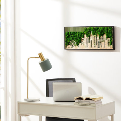Fascinating Moss Metal Wall Hanging - Iron, Low Maintenance, 1.57 In. H, 12.3 W, 30.49 D, Graceful City Artwork Iron Craftsmanship, Preserved Moss, Hassle-, Depth, Width, Height,