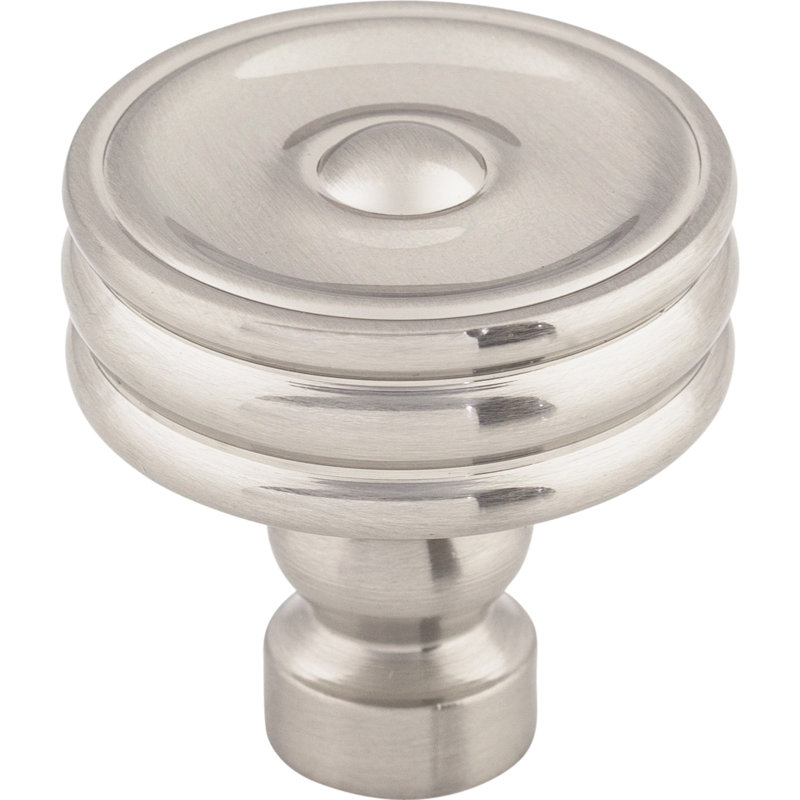 Brixton Ridged 1 1/4" Diameter Round Knob, Brushed Satin Nickel