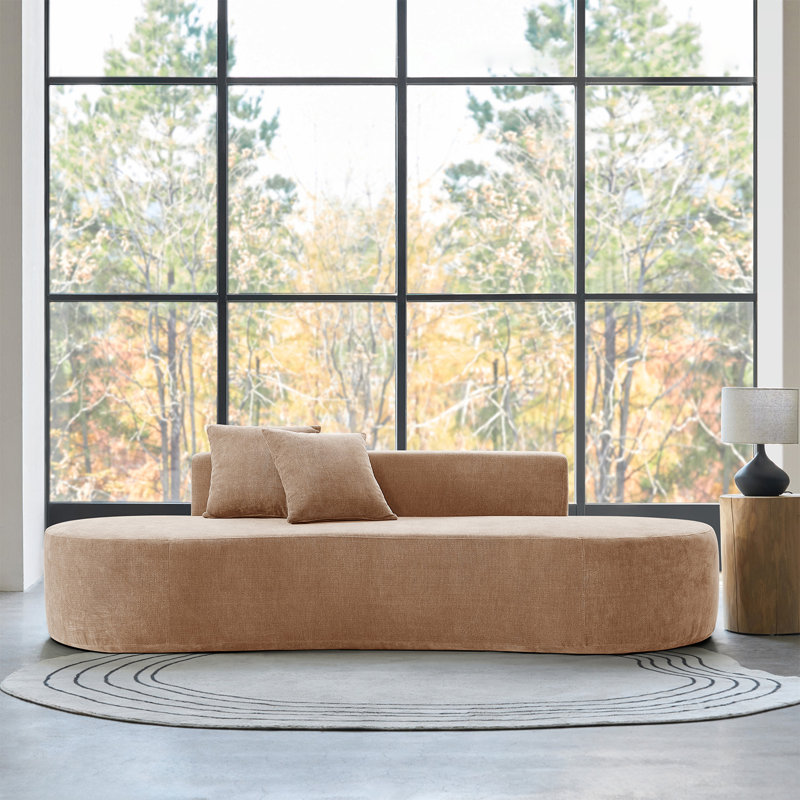 Nerio Boneless Modern 94" Compression High-Density Foam Sofa with 2 Pillows, Pink