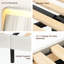Structure de lit simple avec tête de lit et structure rembourrées confortables - métal et bois, 800 lb maximum, beige, 2 prises de courant alternatif, plateforme de montage silencieuse, base en bois tendre, capacité de 800 lb, velours beige, bruit-217158457