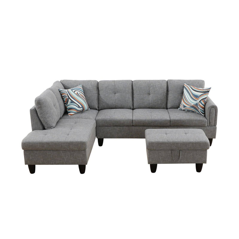 Jacksmith Upholstered Sectional, Left Hand Facing, Light Gray