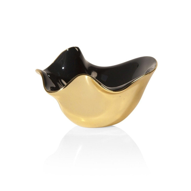Small Ruffled Bowl, Gold/Graphite