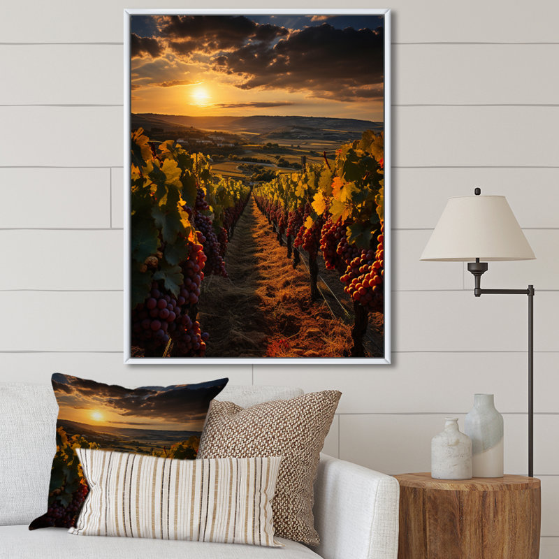 Vignobles français à Bordeaux - Décoration murale de ferme, H 20 po x l 12 po x P 1 po, Cadre flottant blanc
