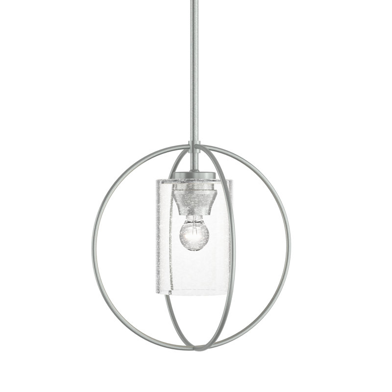 Interlude 1 - Light Unique/Statement Globe Pendant, Seeded Clear, Vintage Platinum