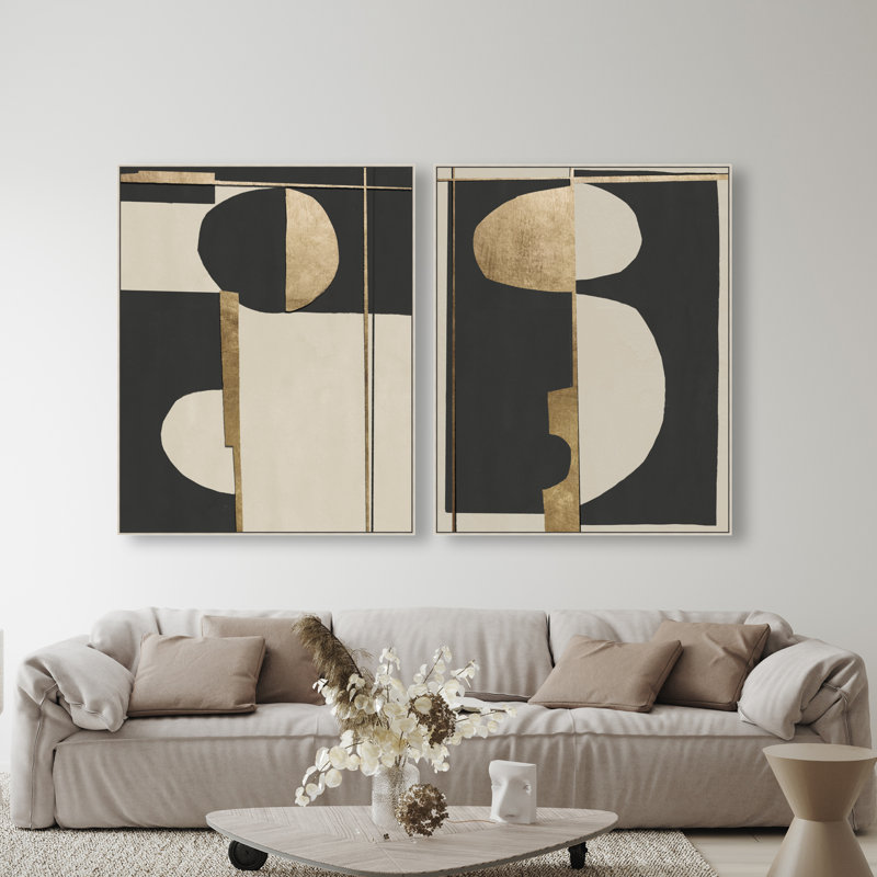 Balance Set Canvas Abstract Print by Oliver Gal, Black Frame, 16 x 20, 37"H x 46"W, Silver Floater Frame