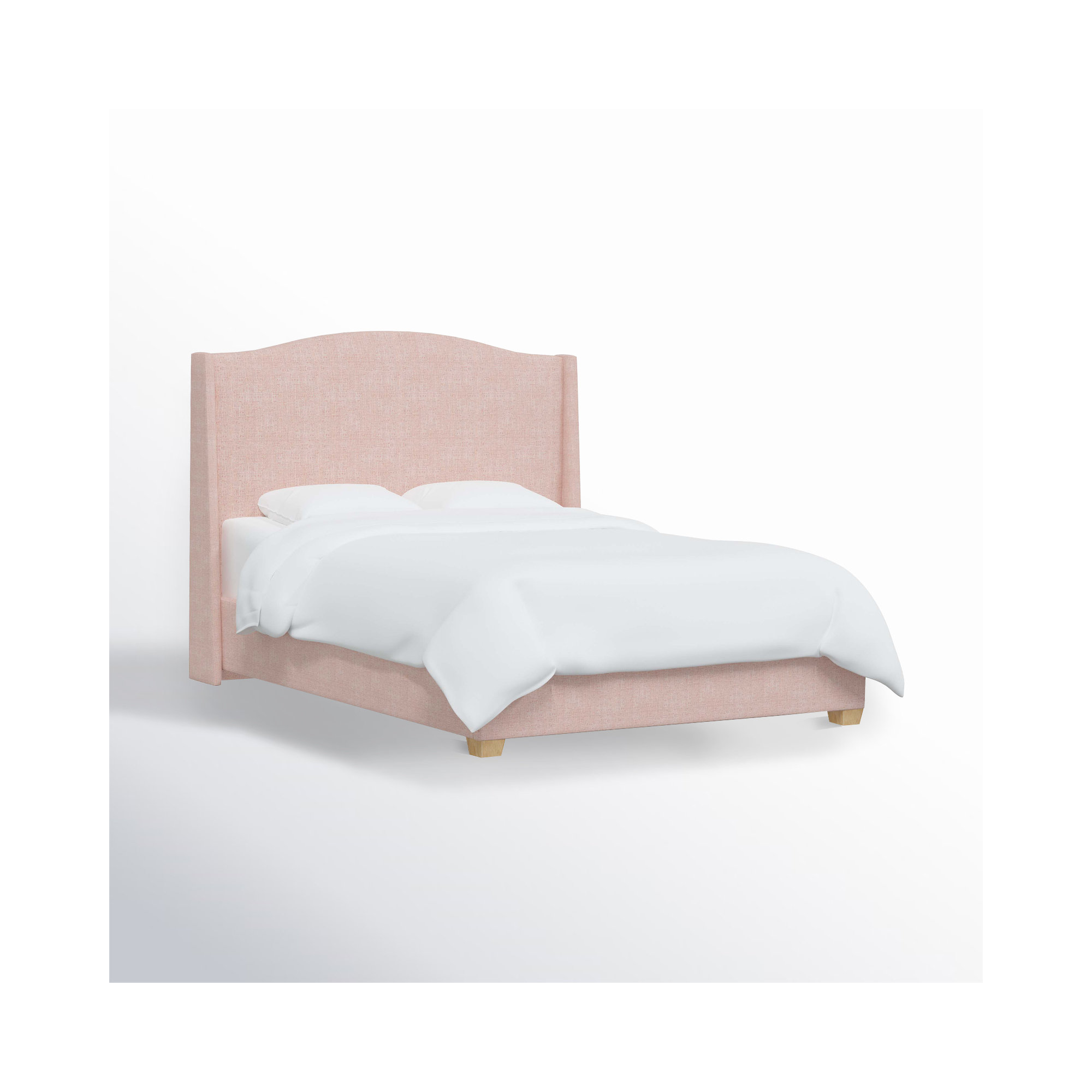 Allis Upholstered Wingback Bed, Zuma Rosequartz Textured Linen, Full