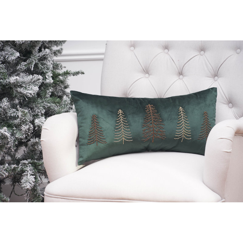 24" x 12" Beaded Tree Throw Pillow