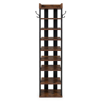 Shoe Rack Storage Organiser 9 Tier Industrial Shoe Shelf Adjustable Brown