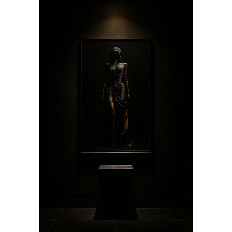 Gilded Veil Framed Canvas Wall Art by Kasian Art Studio - Brown Frame, White