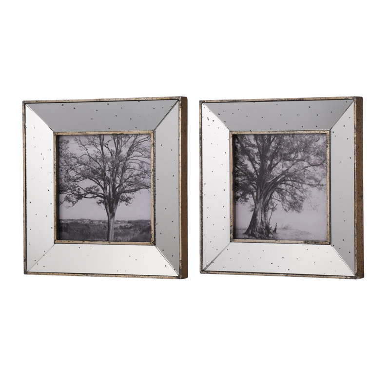 Cadre photo rétro de 15 po x 15 po rétro argenté: Miroir avec mouchetures pour art et image
