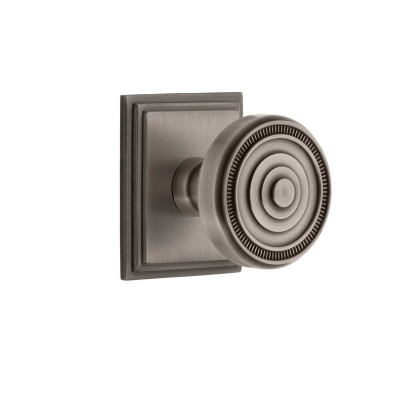 Rosette Grandeur Carré avec bouton Soleil, Étain antique