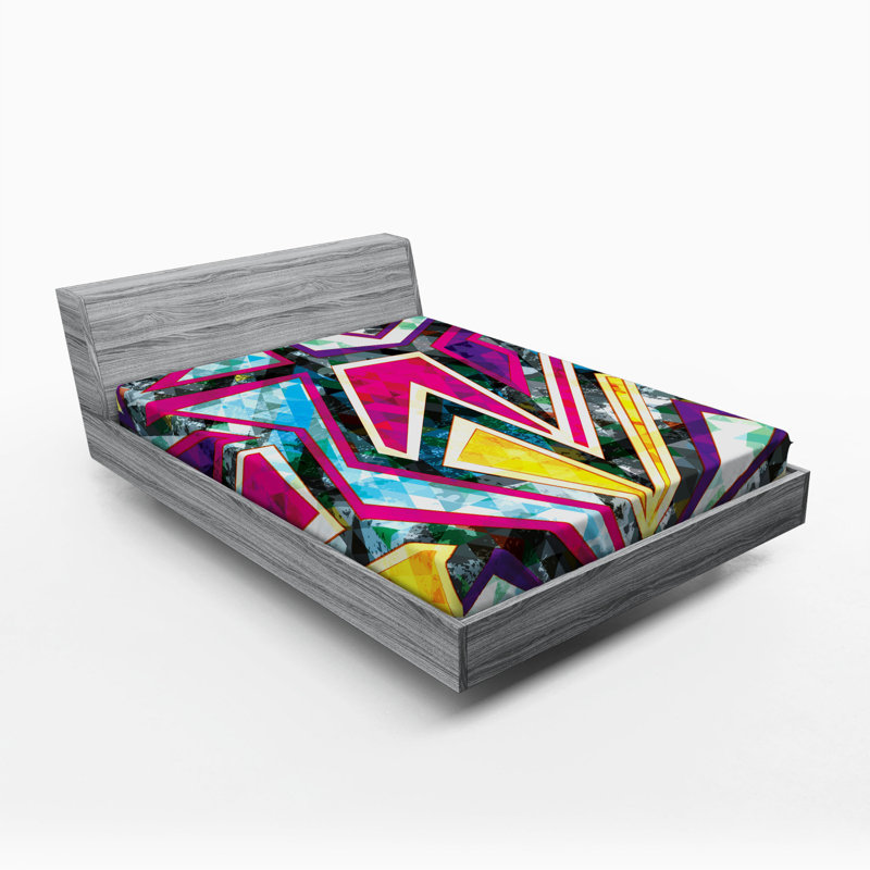 Microfiber Geometric Fitted Sheet, Full Fitted Sheet