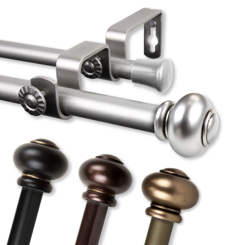 Ensemble de tringle à rideaux Fiske, De 28 po à 48 po de largeur, Nickel satiné