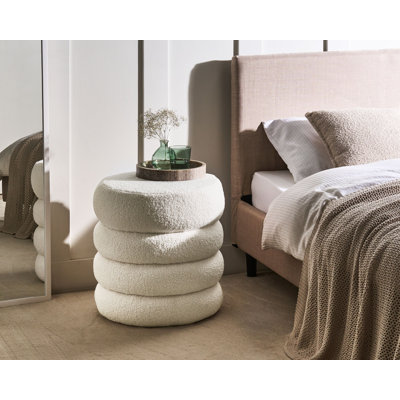 SUMPTER 43 cm W Boucle Round Pouffe