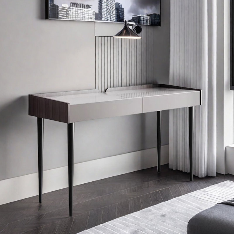 Bureau d'ordinateur Modern Minimalist Home, H 29,52 po x l 39,37 po x P 19,68 po, Gris / Blanc