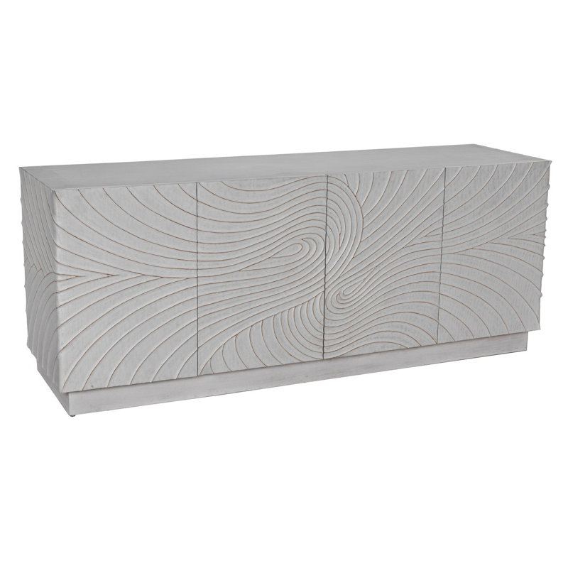 Cavalier 80'' White Wash Handcrafted Mahogany Sideboard