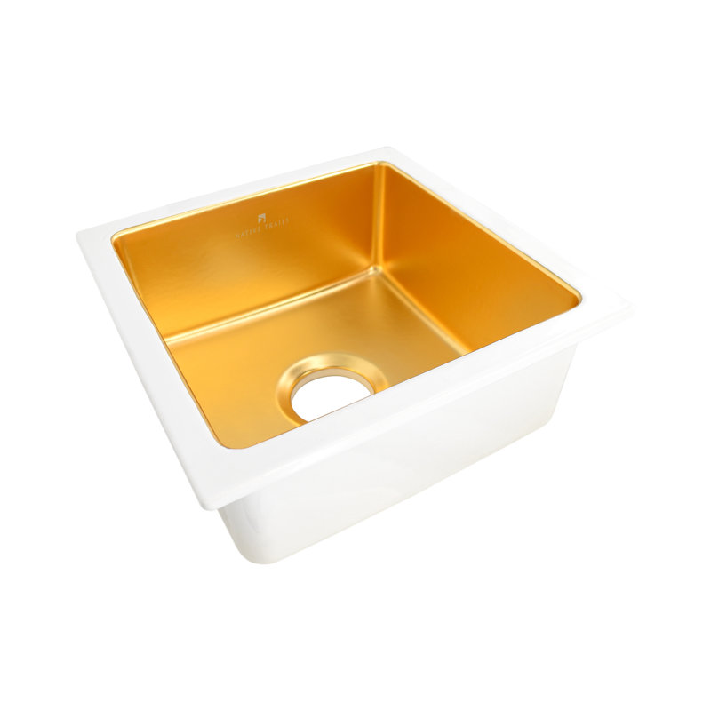 Reveler 15.75" L X 15.75" W Undermount Bar Sink, Matte Gold