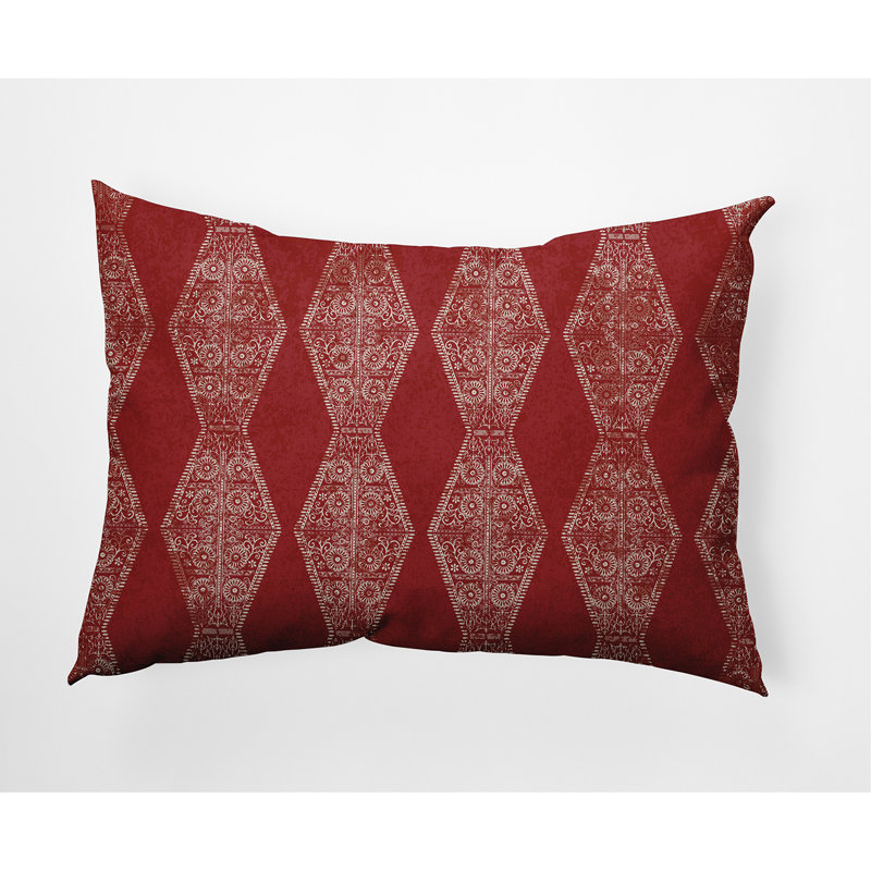 Geometric Outdoor Reversible Throw Pillow, Red