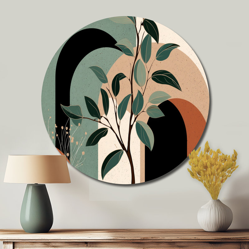 Décoration murale ronde en métal Jadasha - Abstract Botanicals, L 23 po x H 23 po