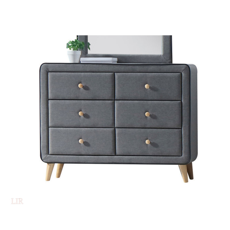 Commode en tissu gris clair Valda (Commode)
