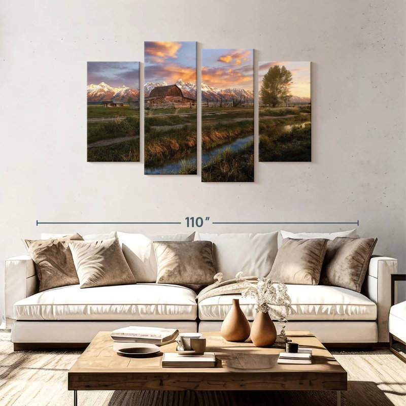 Alvord Moulton Barn Sunset Scene, 48" H x 75" W