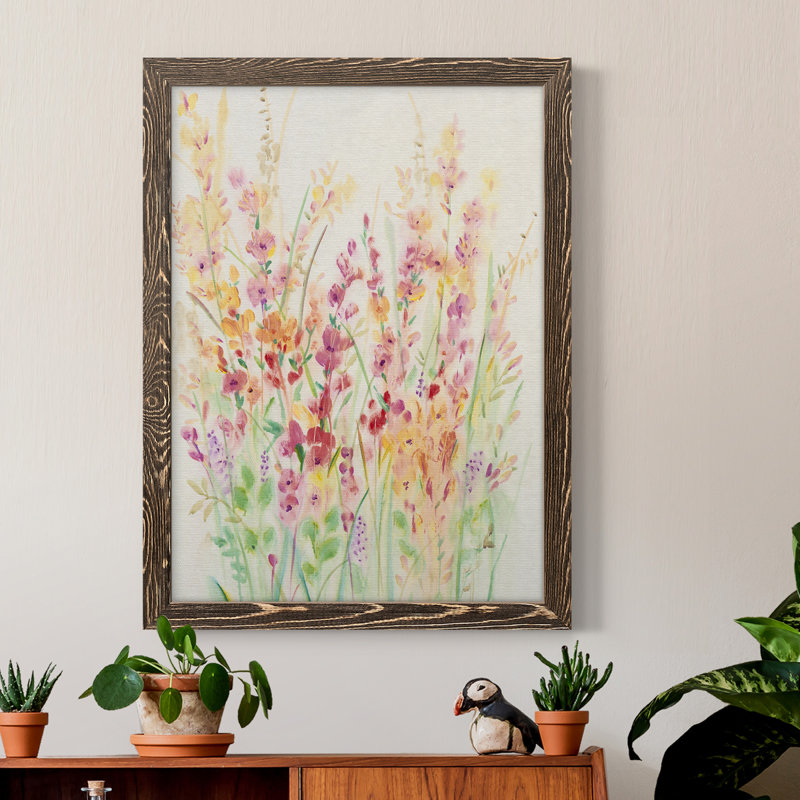 Brilliant Floral I, toile encadrée de qualité supérieure - prête à être accrochée, Noyer, H 38 po x l 28 po x P 1 po