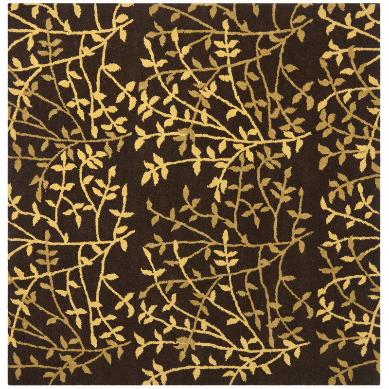 Avayah Soho Hand Tufted Wool And Viscose Floral Rug, Square 6'