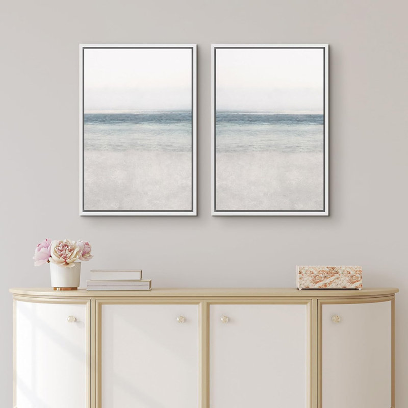 Plage côtière 2 pièces, H 24 po x l 32 po, Blanc