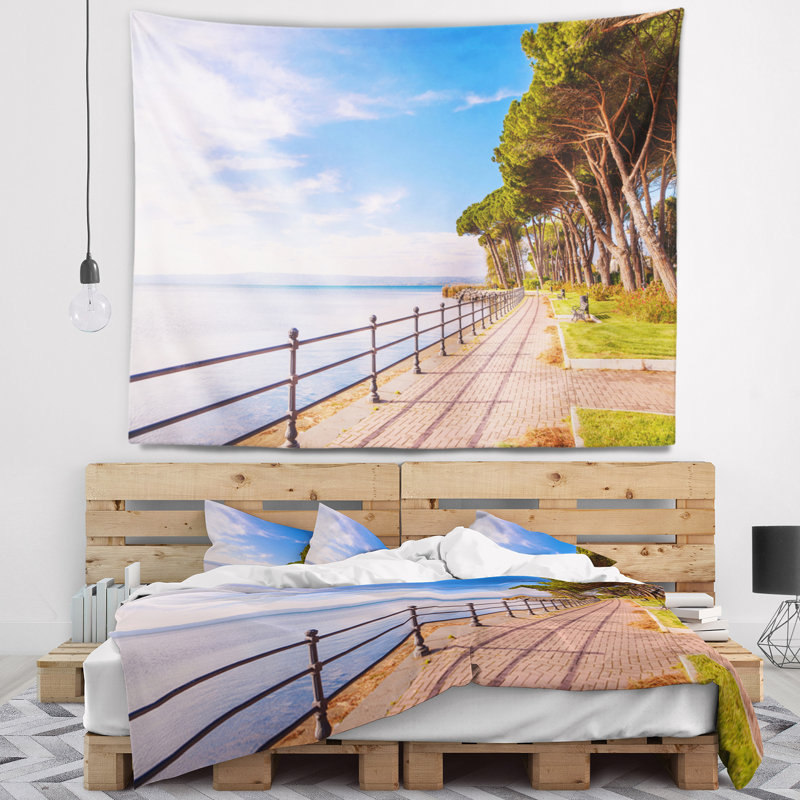 Paysage, promenade et pinède en Italie, H 32 po x l 39 po