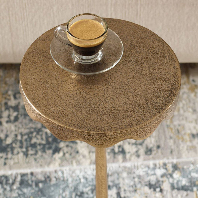  Plateau de table rond en laiton antique